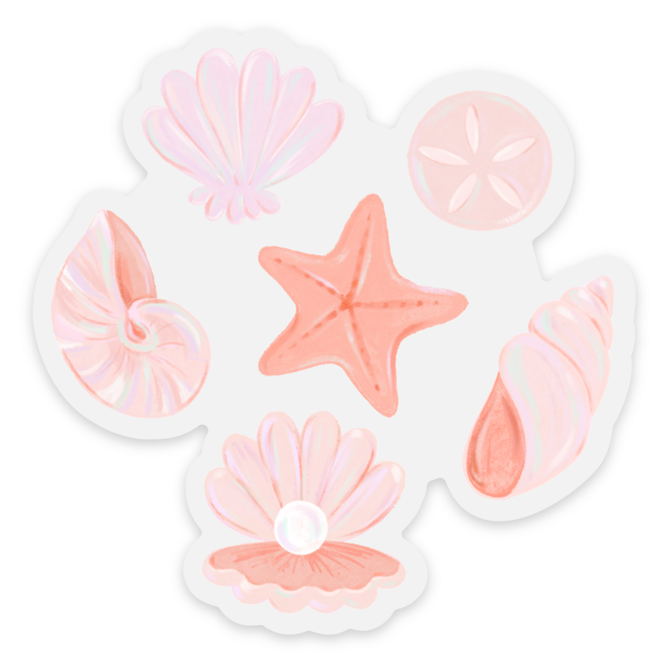 Clear Sea Shells Sticker, 2.31x3.4in