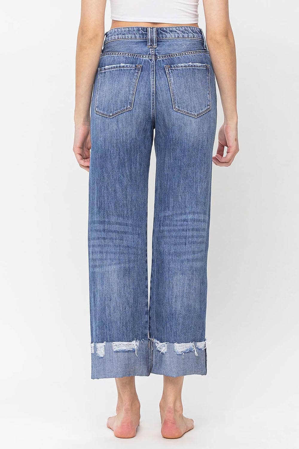 Dad Jeans with Edge Grinding