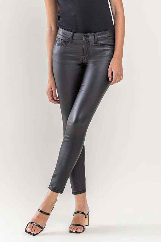 Mid Rise Coated Ankle Skinny
