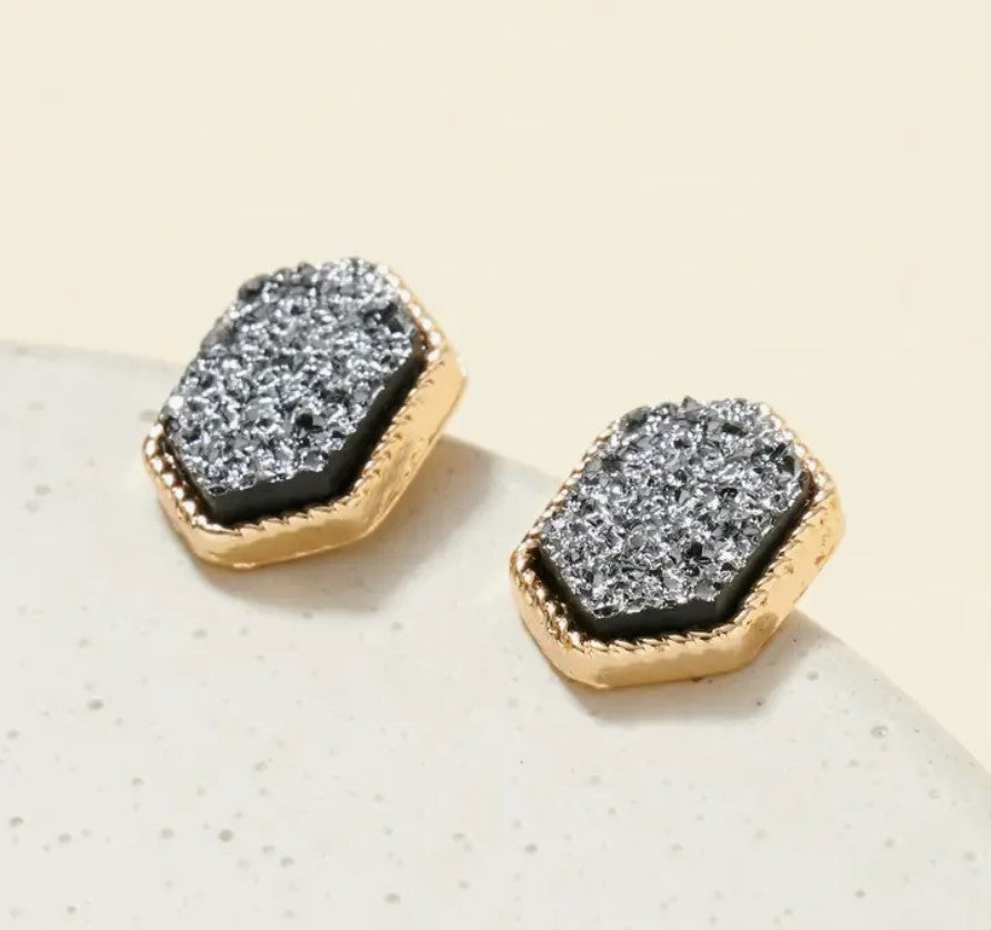 Druzy Stone Stud Earrings