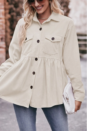 Plain Button Up Corduroy Shirt