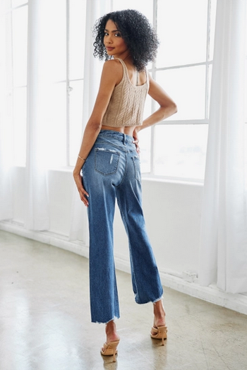 High Rise Slim Wide Leg Jeans