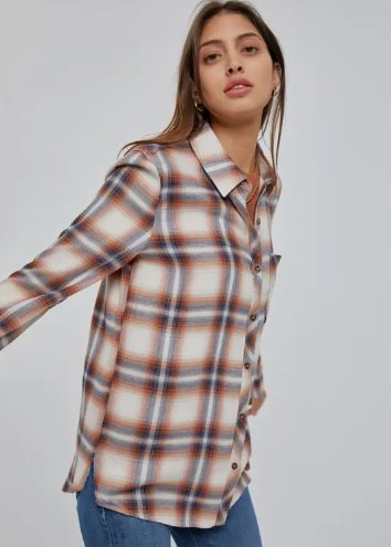 Classic Caramel Plaid Flannel Shirt