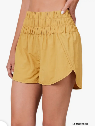 Windbreaker Smocked Waistband Running Shorts