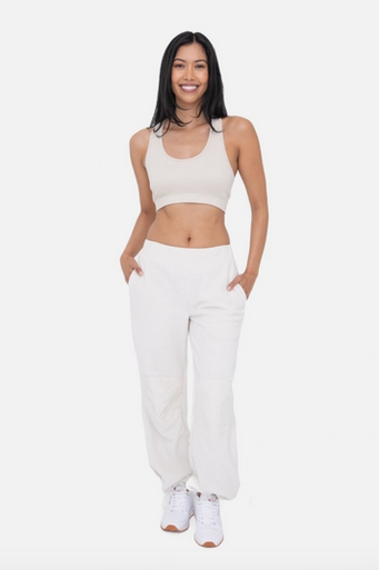 Fleece Wide Leg Pants with Bungee Hem