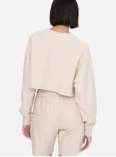 Ribbed Boxy Cropped Pullover