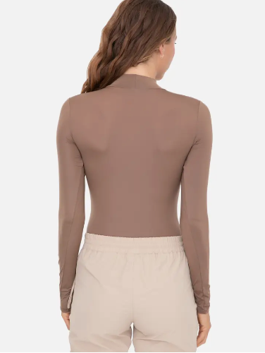 Metallic Mock Neck Long Sleeve Bodysuit