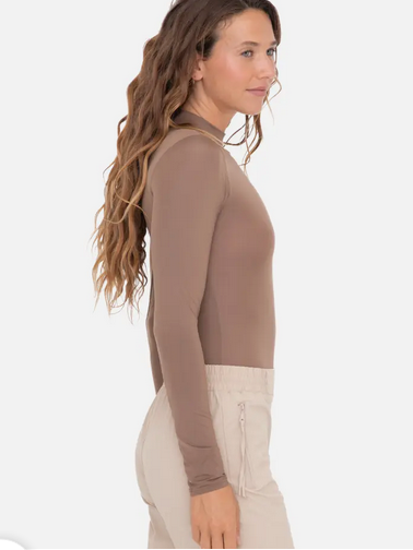 Metallic Mock Neck Long Sleeve Bodysuit