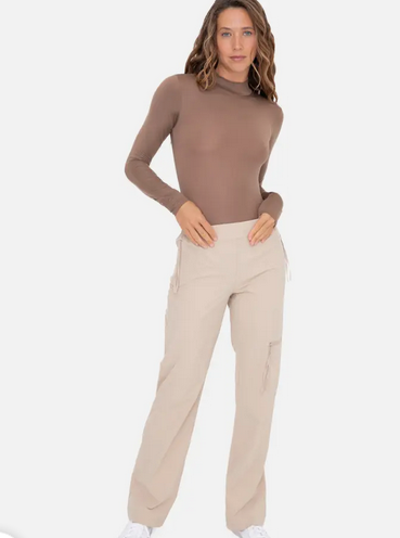 Metallic Mock Neck Long Sleeve Bodysuit