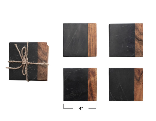 Marble and Acacia Wood Coasters