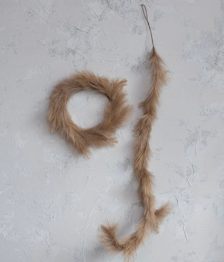 Pampas Grass Wreath, Sand