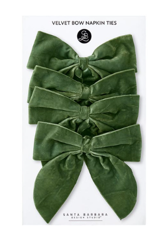 Velvet Bow Napkin Ties - Set of 4