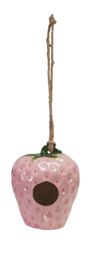 Hanging Strawberry Painted Bird House