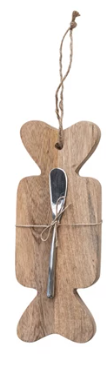 Wood Board & Canape Knife, Set of 2