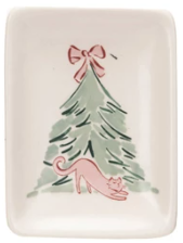 Stoneware Dish w/ Christmas Tree and Animal