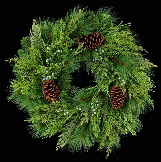 Green Wreath with Pinecones