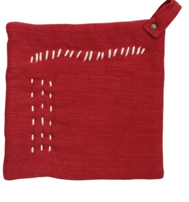 Embroidered Slub Pot Holder