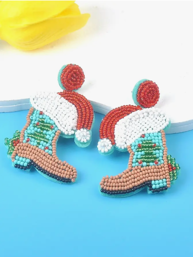 Christmas Tree Bell Boot Earrings
