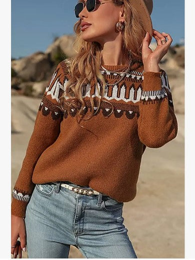 Cow Girl Pattern Casual Long Sleeve Top
