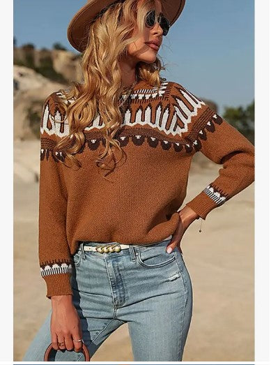 Cow Girl Pattern Casual Long Sleeve Top