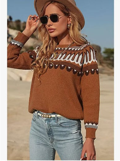 Cow Girl Pattern Casual Long Sleeve Top