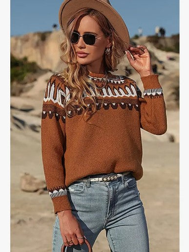 Cow Girl Pattern Casual Long Sleeve Top