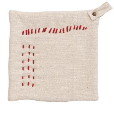 Embroidered Slub Pot Holder