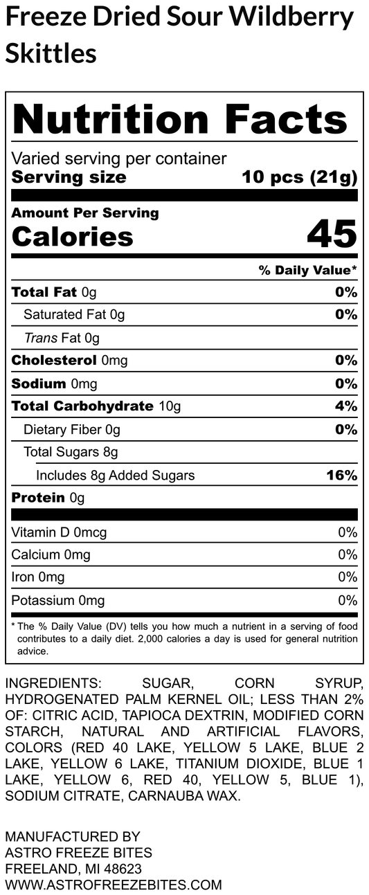 Freeze Dried SOUR Wild Berry Skittles