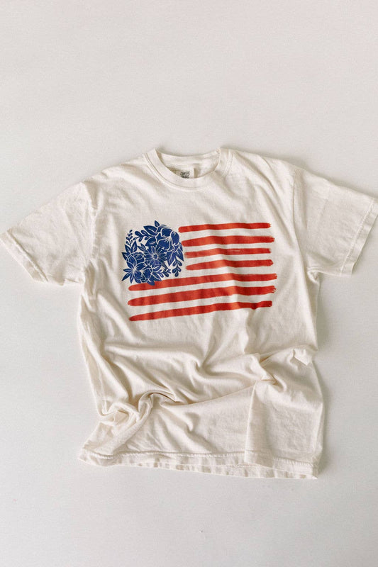 Floral American Flag Graphic Tee