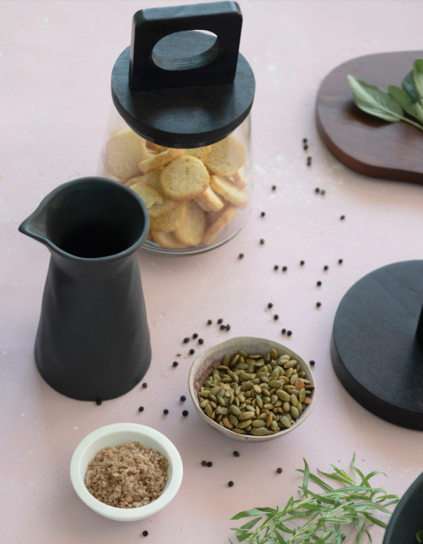 Black Glass Lidded Jar