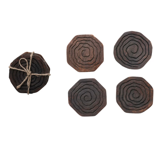 Hand Carved Mango Wood Coasters