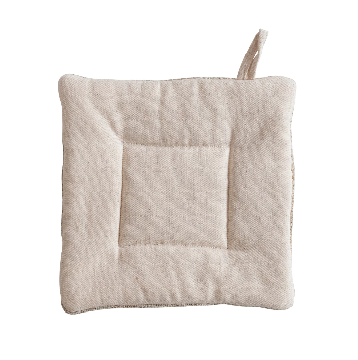 Woven Hemp Fiber and Cotton Canvas Pot Holders