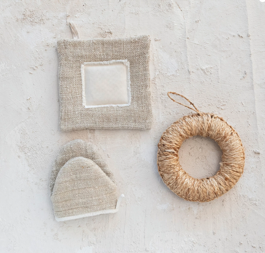 Woven Hemp Fiber and Cotton Canvas Pot Holders