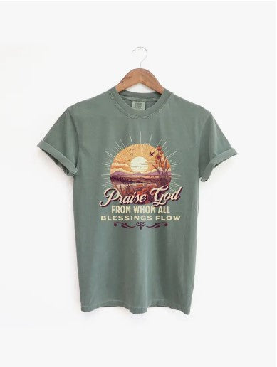 From Who All Blessings Flow Garment Dyed Tee