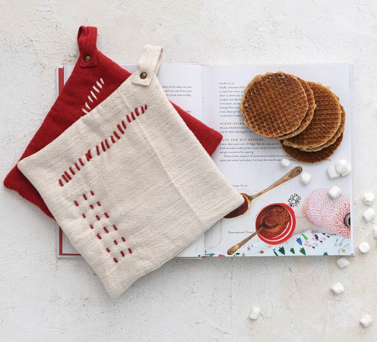 Embroidered Slub Pot Holder
