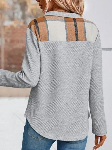 Grey Buttoned Quilted Sweatshirt