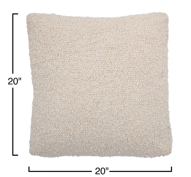 20” Woven Cotton Boucle Pillow Down Fill