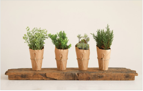 Artificial Plant In Paper Wrapped Pot