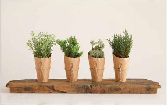 Artificial Plant In Paper Wrapped Pot