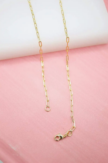 18k Golg Filled 2mm Link Dainty Paper CLip Chain