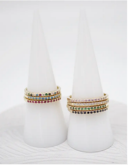 18k Gold Filled Slim RIng with CZ Stones