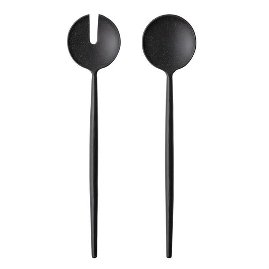 Salad Servers, Matte Black, Set of 2 in Drawstring Bag