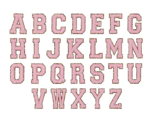 pink varsity letter patches