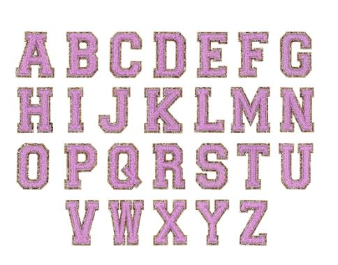 Varsity Glitter Letter Patches, purple patches