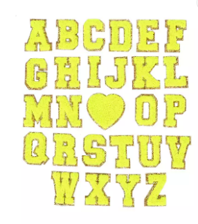 varsity letter patches neon yellow