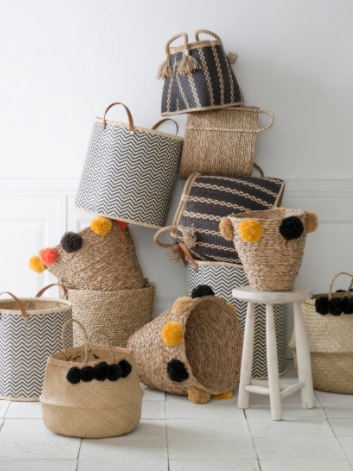 Wicker Baskets w/ Rope Handles