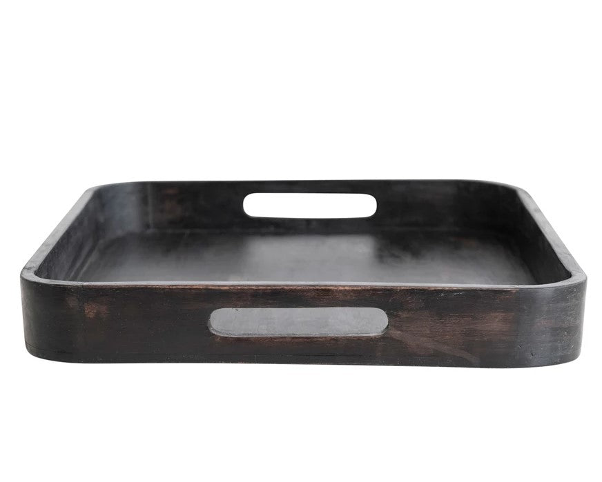 Decorative Mango Wood Tray w/ Handles