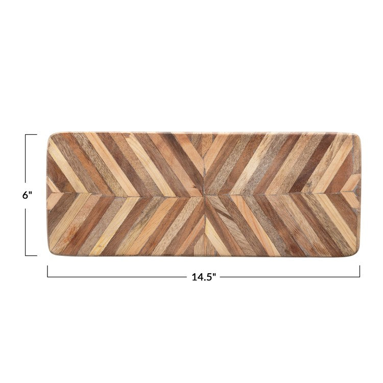Mango Wood Cheese/Cutting Board w/ Chevron Pattern