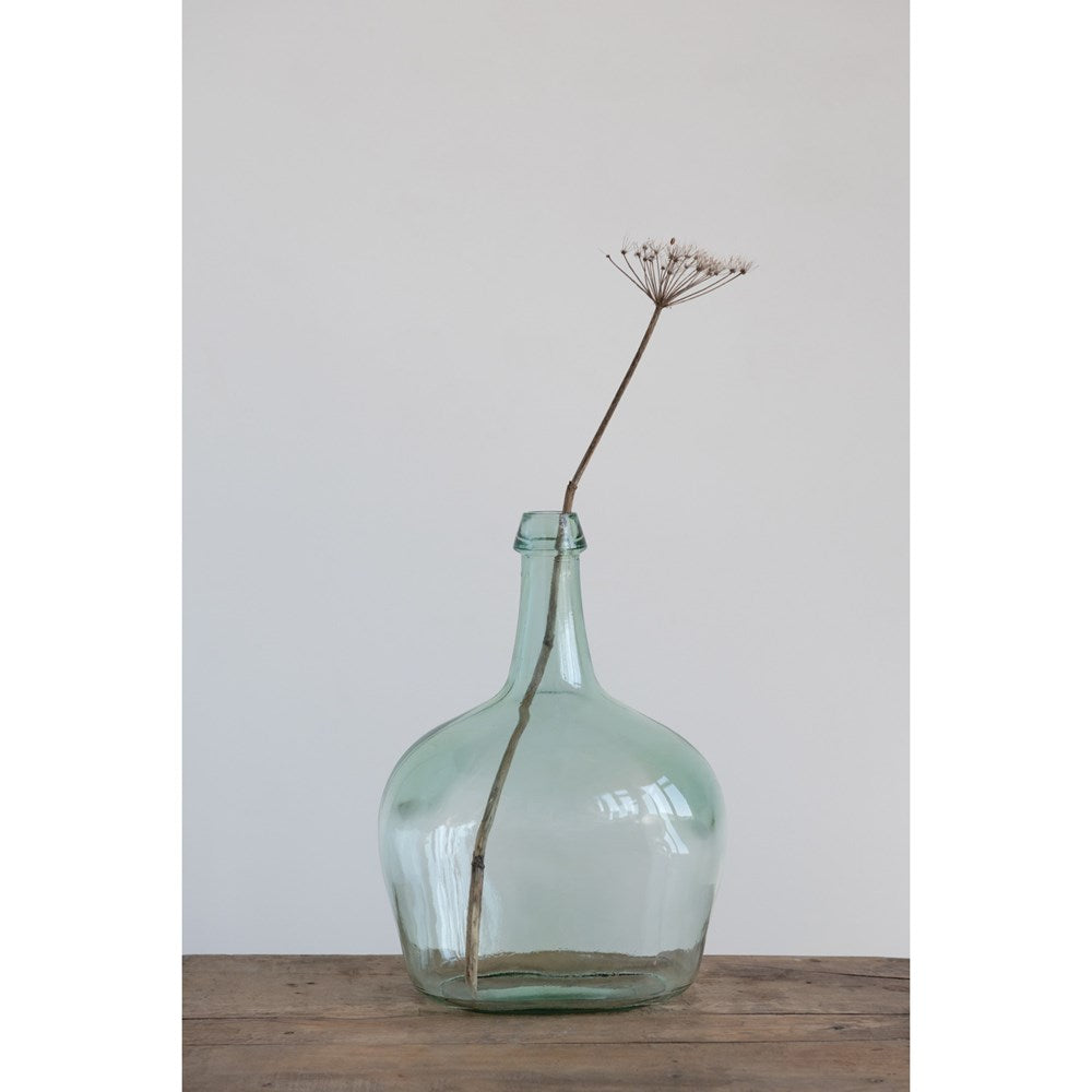 10.5" Round 15"H Recycled Glass Bottle