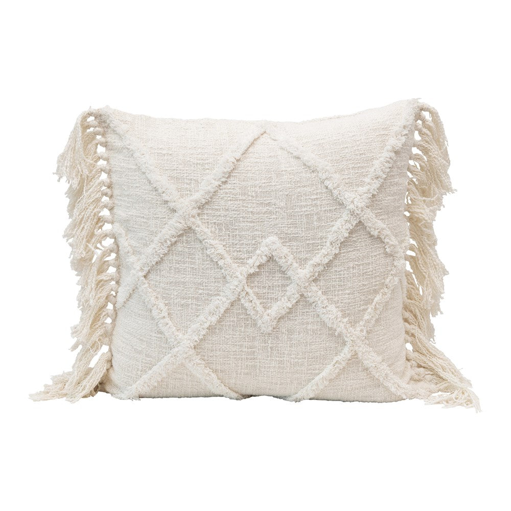 20" Diamond Tasseled Pillow
